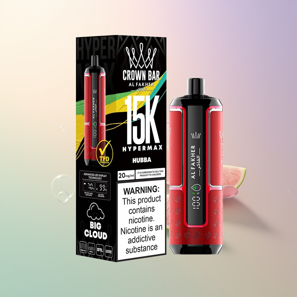 Al Fakher Crown Bar 15K Hypermax 22ml DTL 6mg Type-C Disposable Vape Kit Hubba