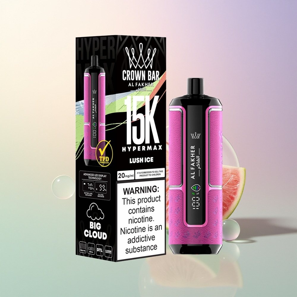 Al Fakher Crown Bar 15K Lush Ice Hypermax 22ml 600mAh Type-C DTL 6mg