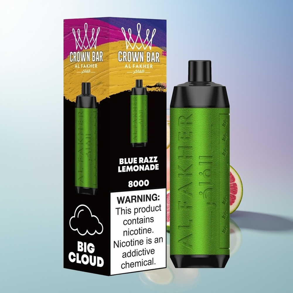 Al Fakher Crown Bar 8000 Blue Razz Lemonade Disposable Vape 18ml USB-C 5mg