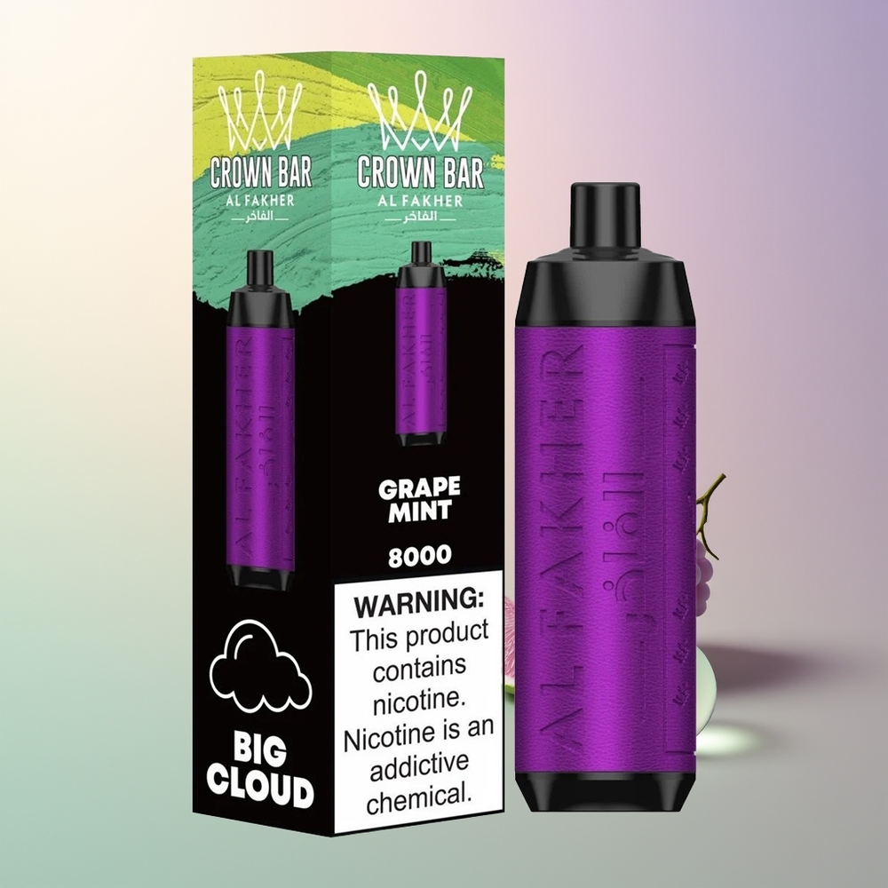 Al Fakher Crown Bar 8000 Grape Mint Crystal Disposable Vape