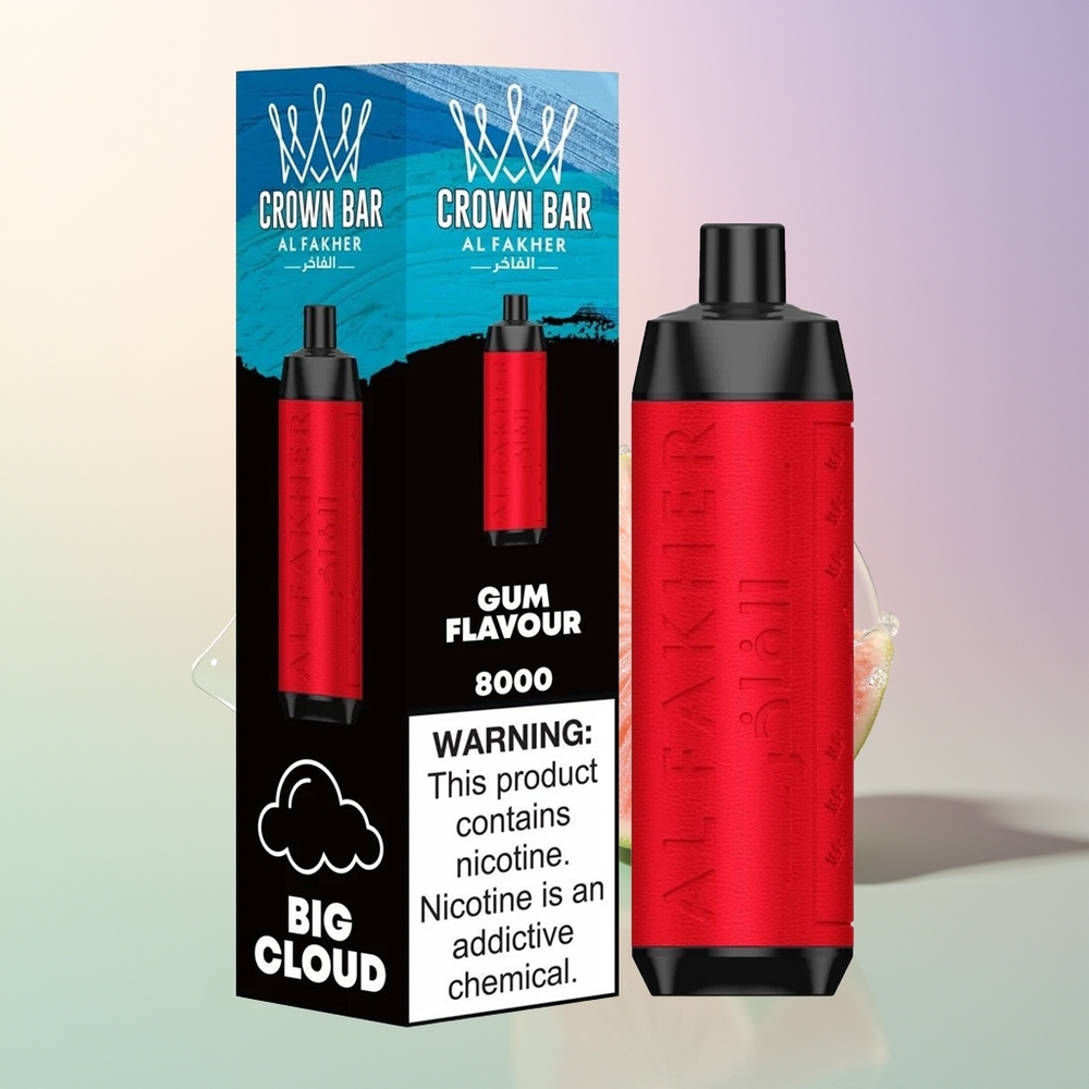 Al Fakher Crown Bar 8000 Gum Crystal Disposable Vape 600mah USB-C 18ml 5mg 06ohm Draw-Activated