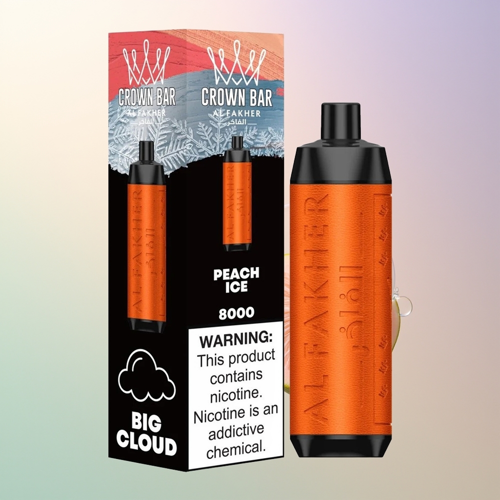 Al Fakher Crown Bar 8000 Peach Ice Crystal Disposable Vape