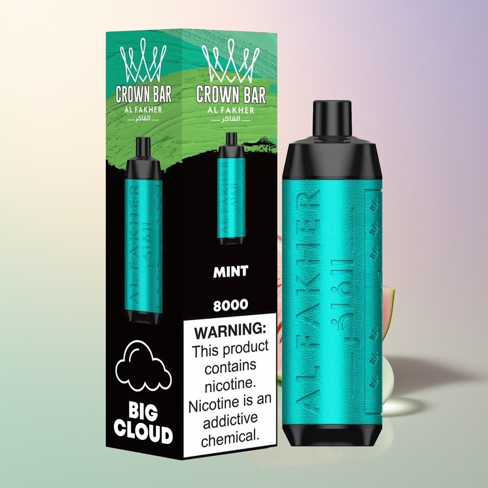 Al Fakher Crown Bar 8000 Puffs Mint Crystal Disposable Vape 18mL 5mg USB-C