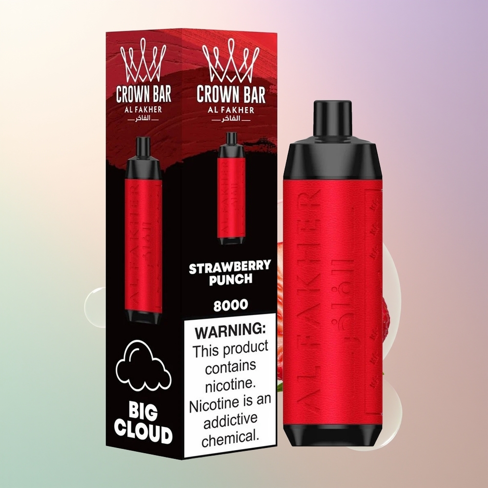 Al Fakher Crown Bar 8000 Strawberry Punch Crystal USB-C 600mAh 18ml 5mg 06ohm Disposable Vape