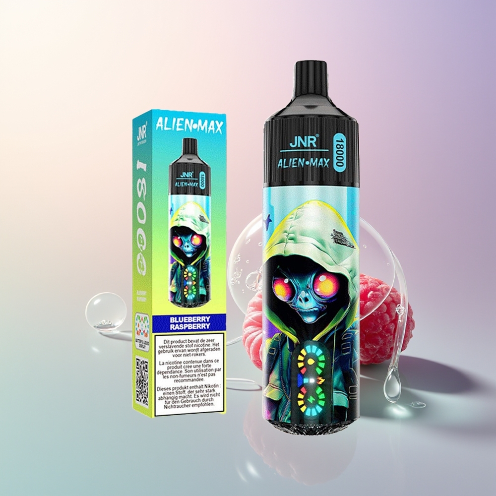 JNR Alien Max 18000 Puffs Blueberry Raspberry Dual Mesh Dual Core 28ml LED Type-C