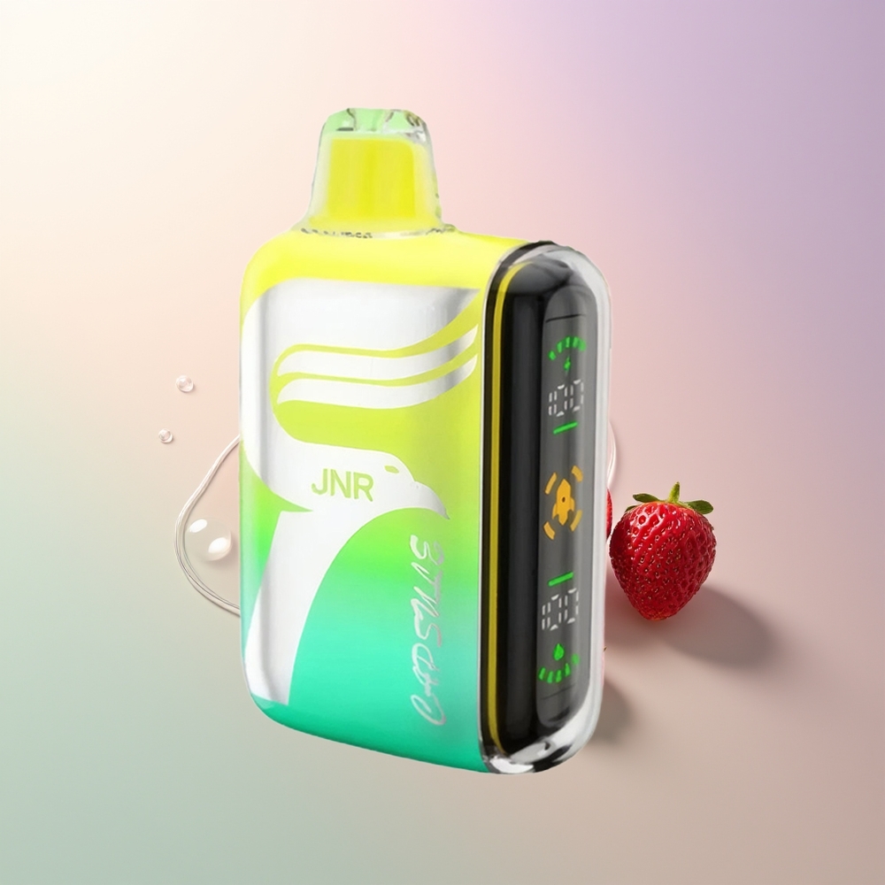 JNR Capsule 15000 Puffs Strawberry Raspberry Cherry Dual Mesh Boost Mode Full-Screen LED Display 850mAh 20ml 20W Type-C Quick Charge 2 5