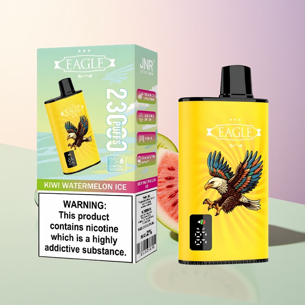 JNR EAGLE Smart 23000 Kiwi Watermelon Ice Digital Screen 10ohm Mesh Adjustable Airflow 750mAh Type-C 25ml 2