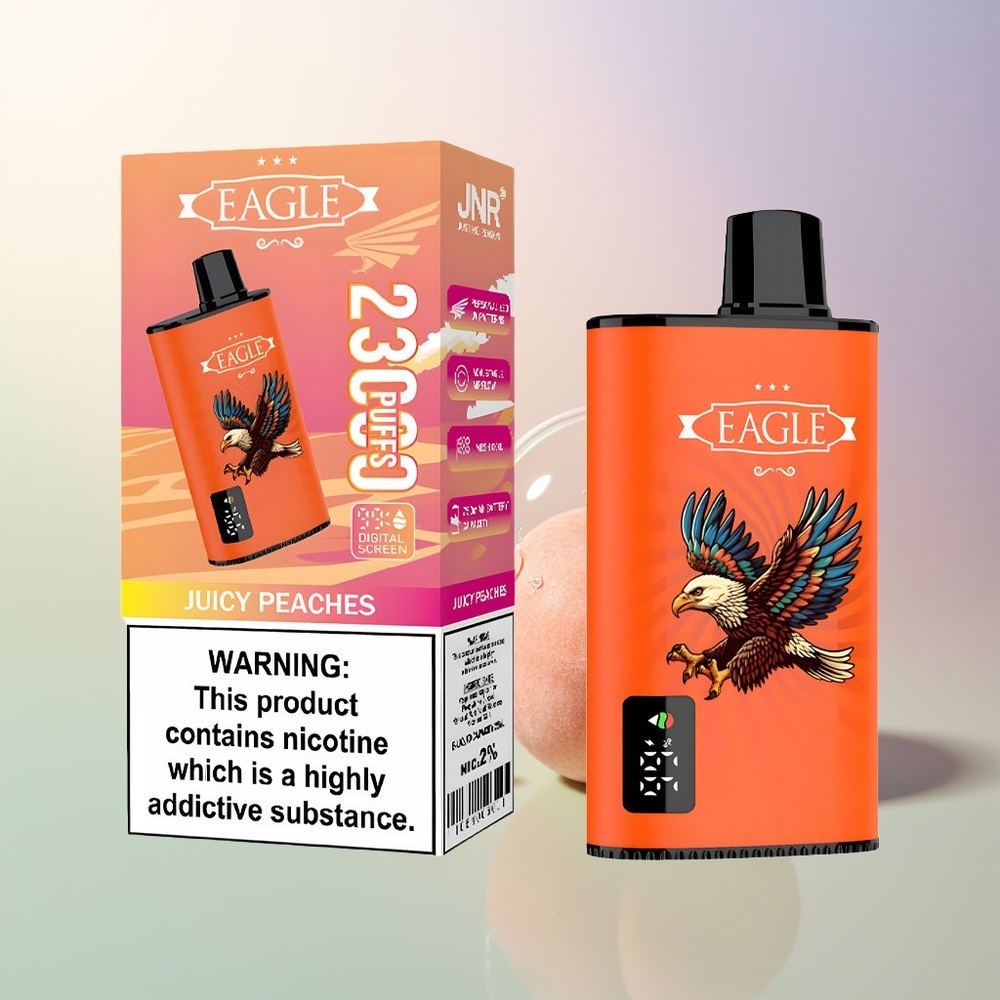 JNR EAGLE Smart 23000 Puffs Juicy Peaches Digital Screen Mesh Coil Adjustable Airflow Type-C