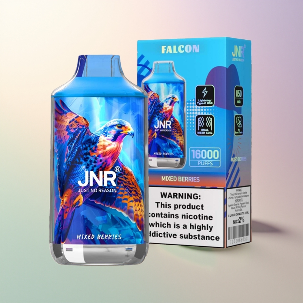 JNR Falcon 16000 Puffs Mixed Berries 850mAh 22ml Dual Mesh Coil Type C  Lightning Smart LED Display 02