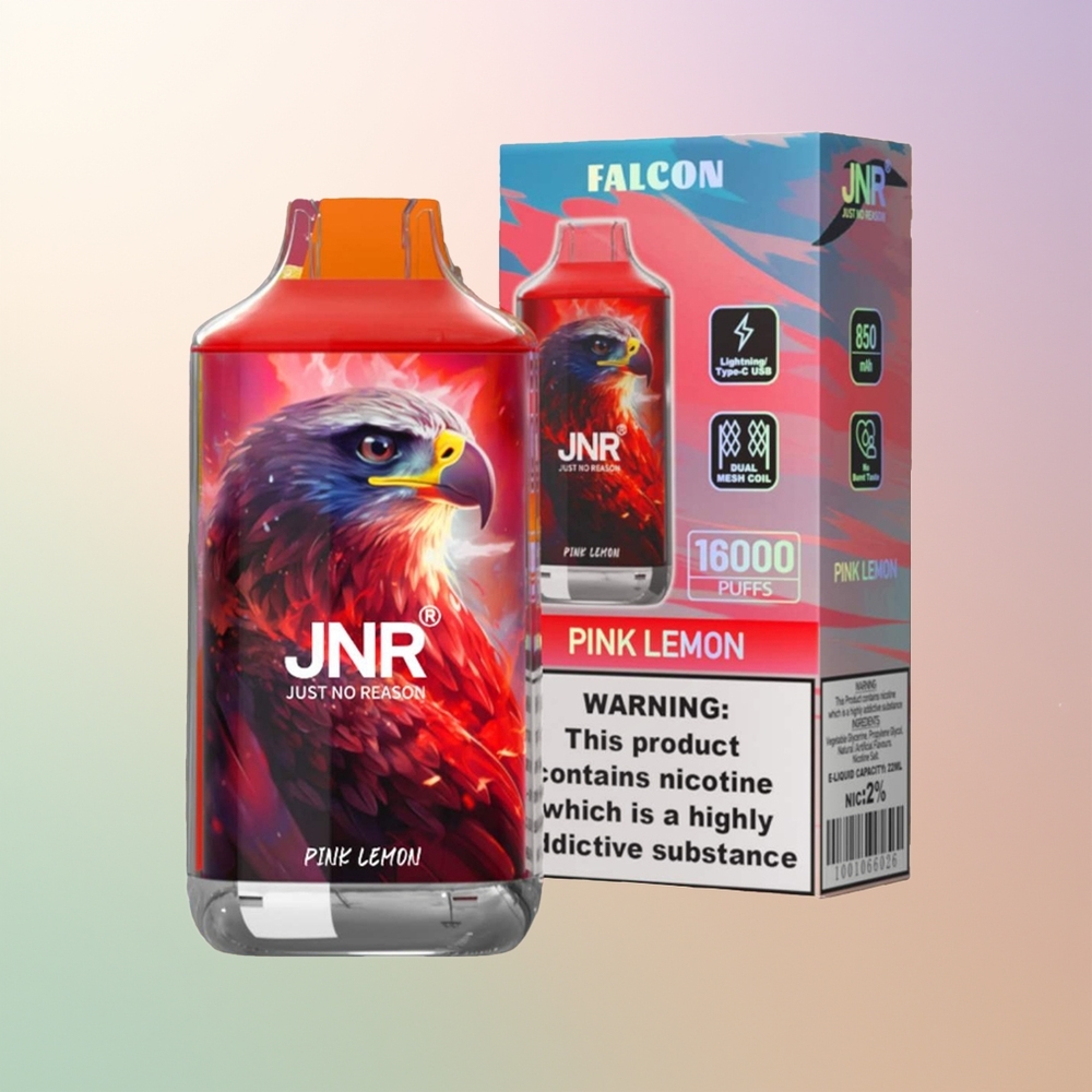 JNR Falcon 16000 Puffs Pink Lemon Dual Mesh 22ml 850mAh Type C LED 0 2