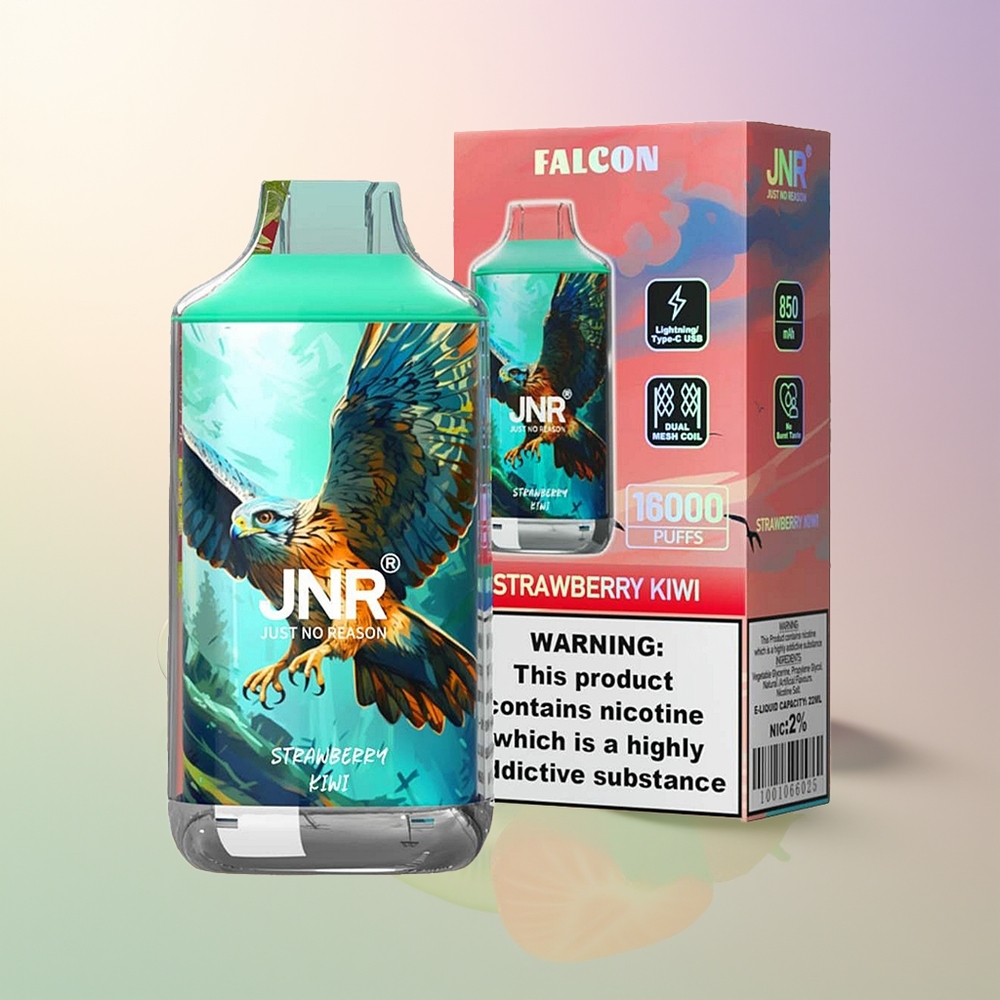 JNR Falcon 16000 Puffs Strawberry Kiwi 850mAh 22ml Dual Mesh Type C LED 0 2