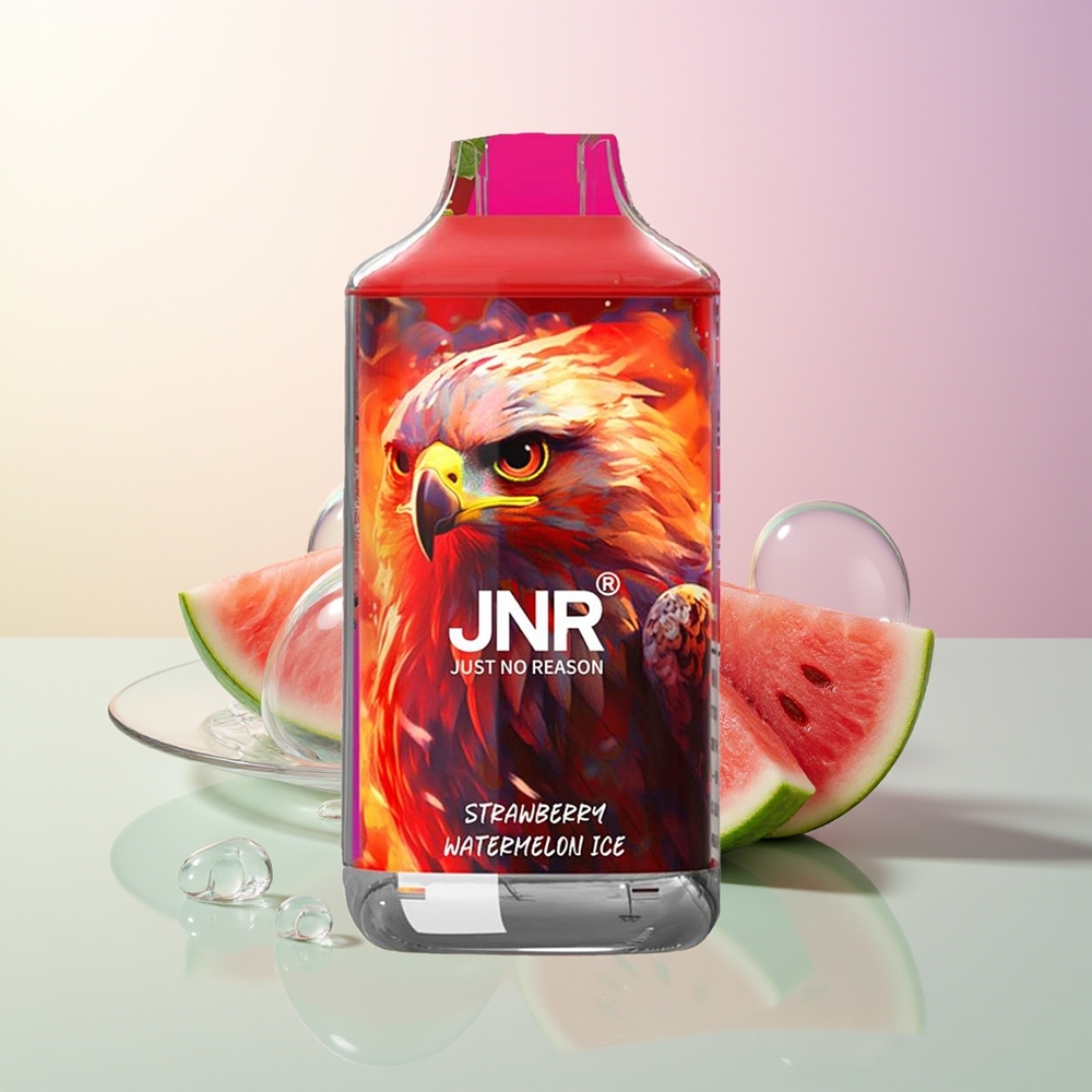 JNR Falcon 16000 Puffs Strawberry Watermelon Ice 850mAh 22ml Dual Mesh Coil Type C  Lightning Smart LED 0 2