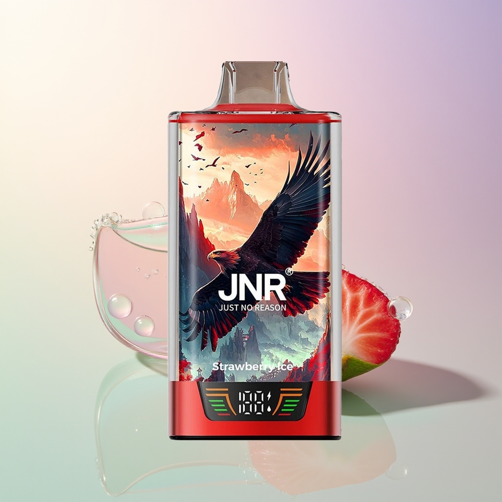 JNR Falcon Pro 28000 Puffs Strawberry Ice 30ml 5 Smart Display Dual Mesh USB-C MTL