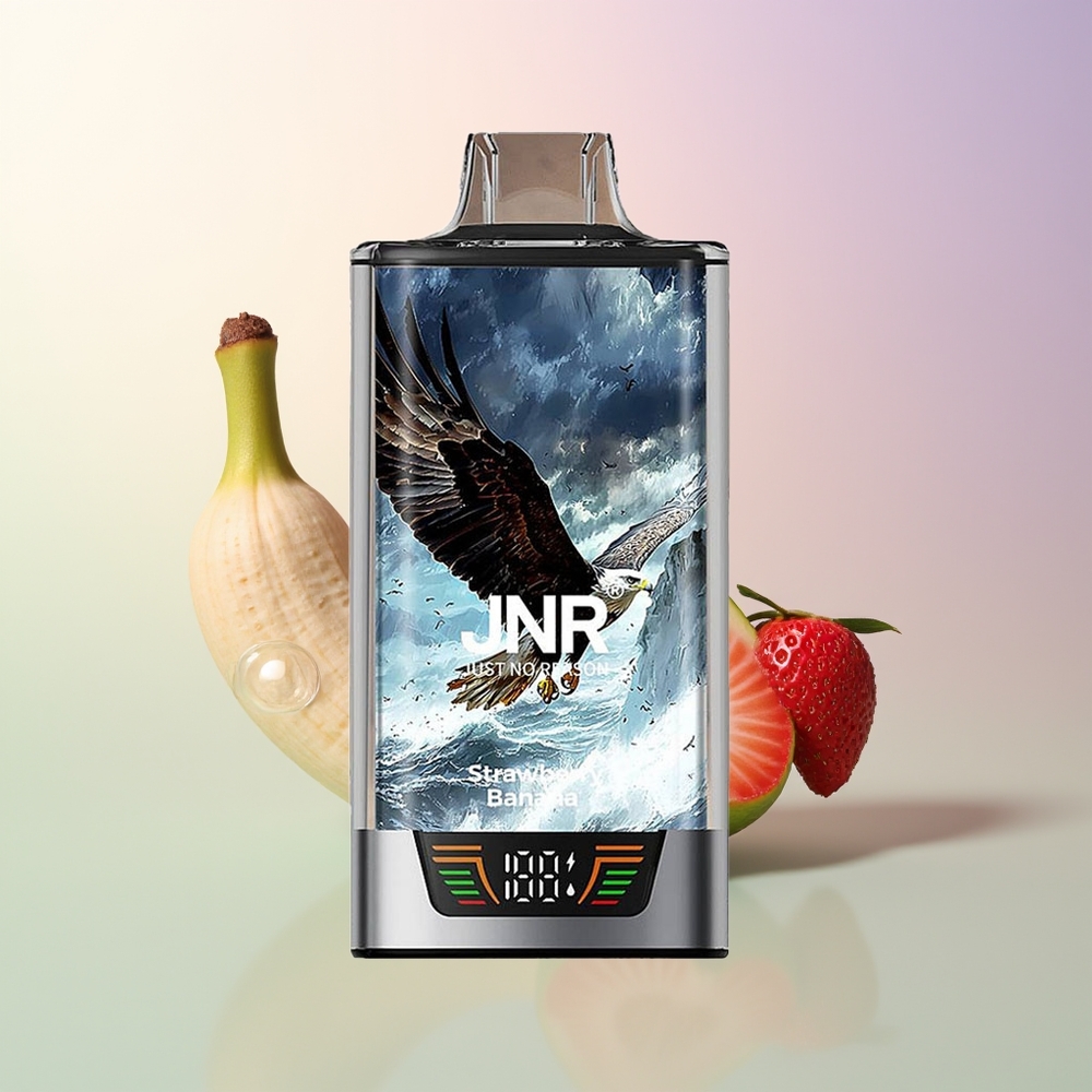 JNR Falcon Pro 28000 Strawberry Banana 30ml 950mAh 5 Dual Mesh Smart Display USB-C MTL