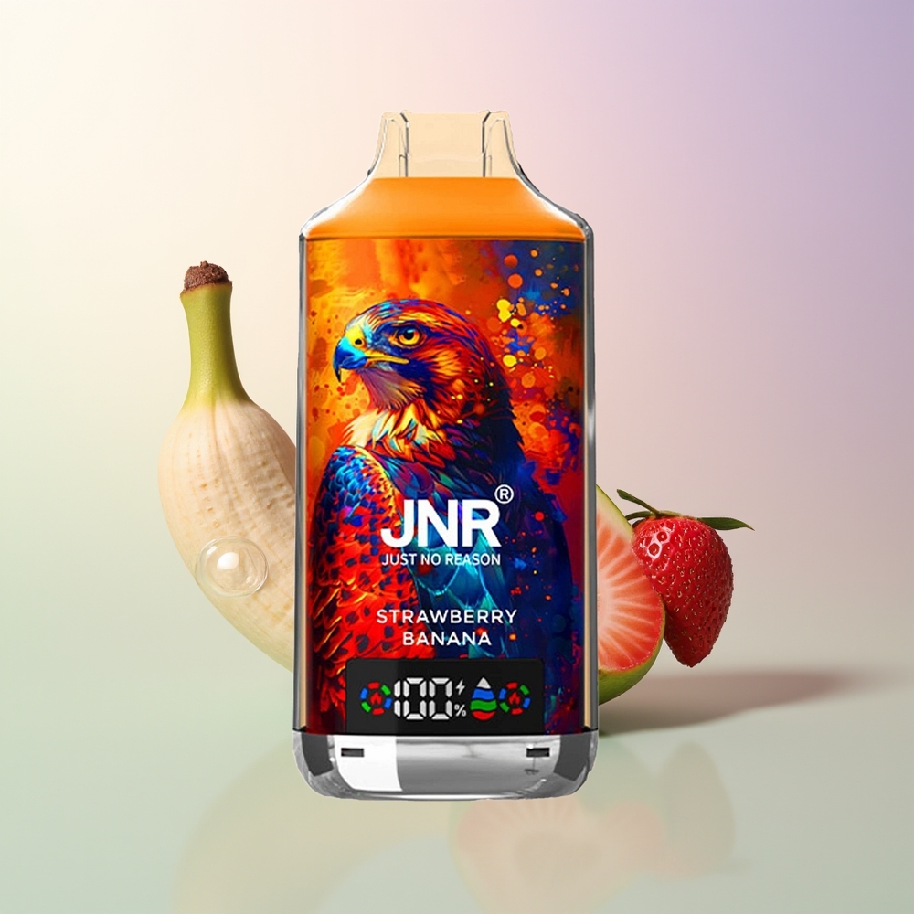 JNR Falcon X 18000 Puffs Strawberry Banana 750mAh 24ml Dual Mesh Coil Digital Display Type-C Quick Charge 0/2/5