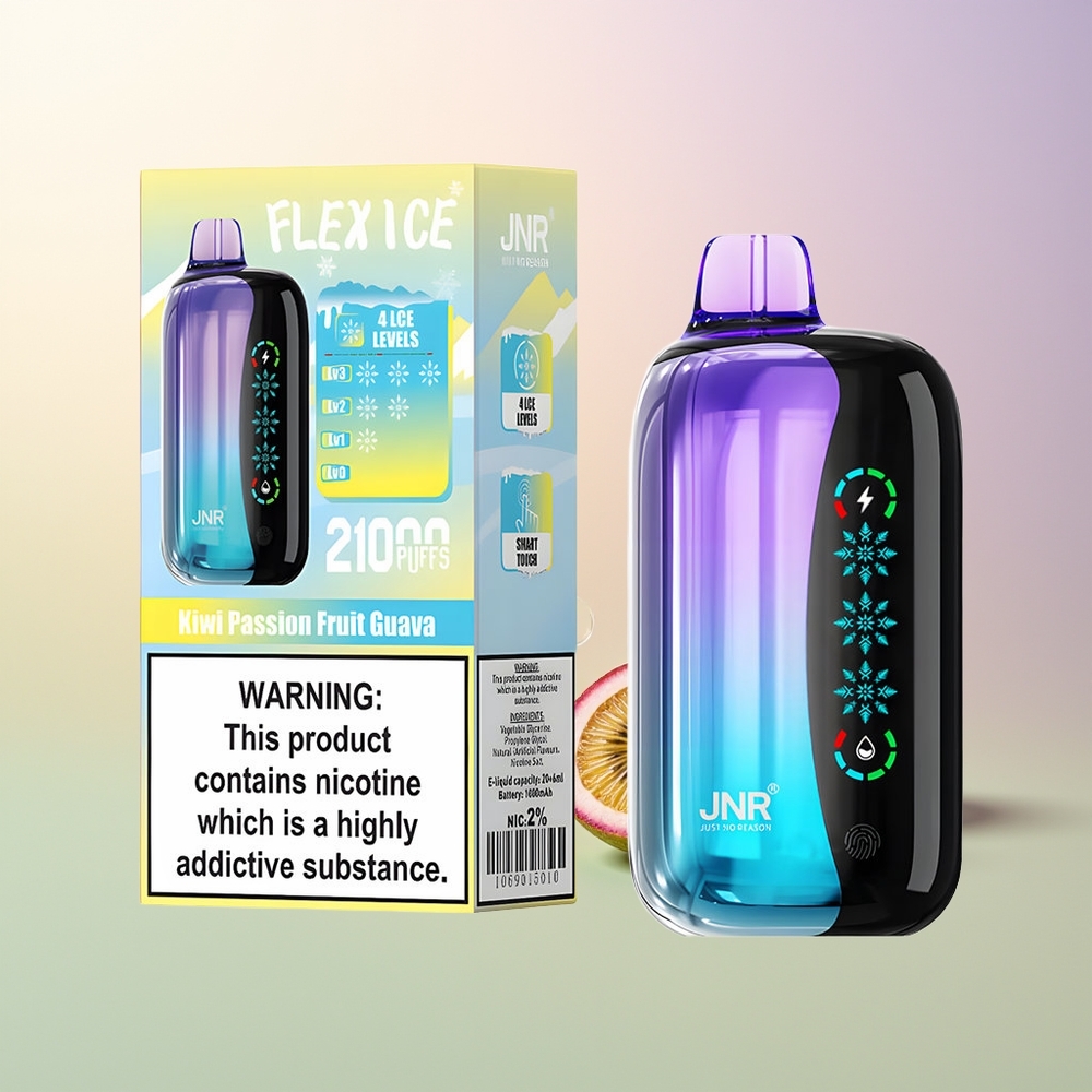 JNR Flex Ice 21000 Puffs Kiwi Passion Fruit Guava Ice Adjustable Touch Screen Dual Mesh