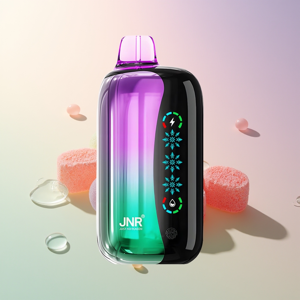 JNR Flex Ice 21000 Puffs Sour Cherry Gummies Adjustable Airflow Touch Screen Dual Mesh