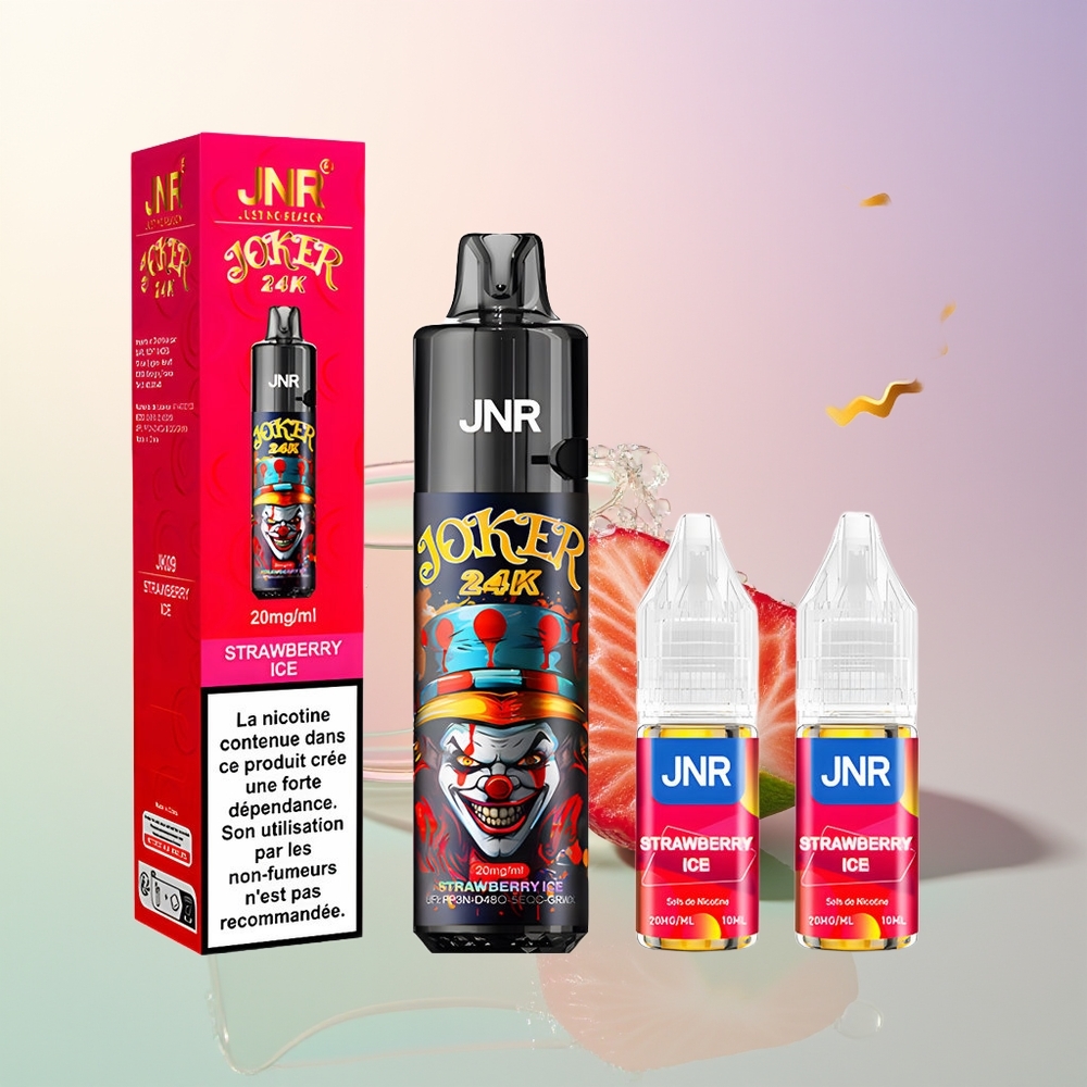JNR Joker 24000 Puffs Strawberry Ice 2+10ml Refillable Pod 800mAh Type-C