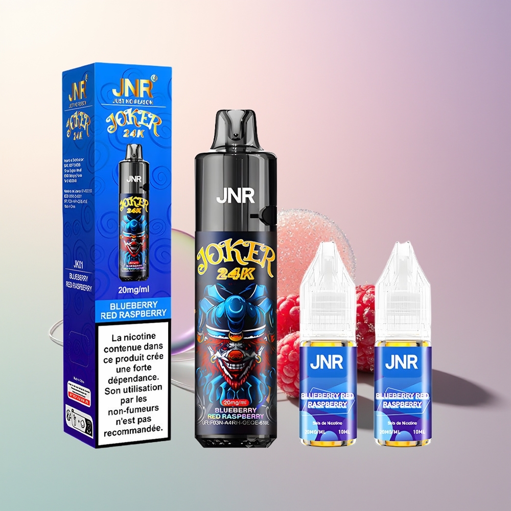 JNR Joker 24K 24000 Puffs Blueberry Red Raspberry 2+10ml Refillable Pod 800mAh TPD Compliant