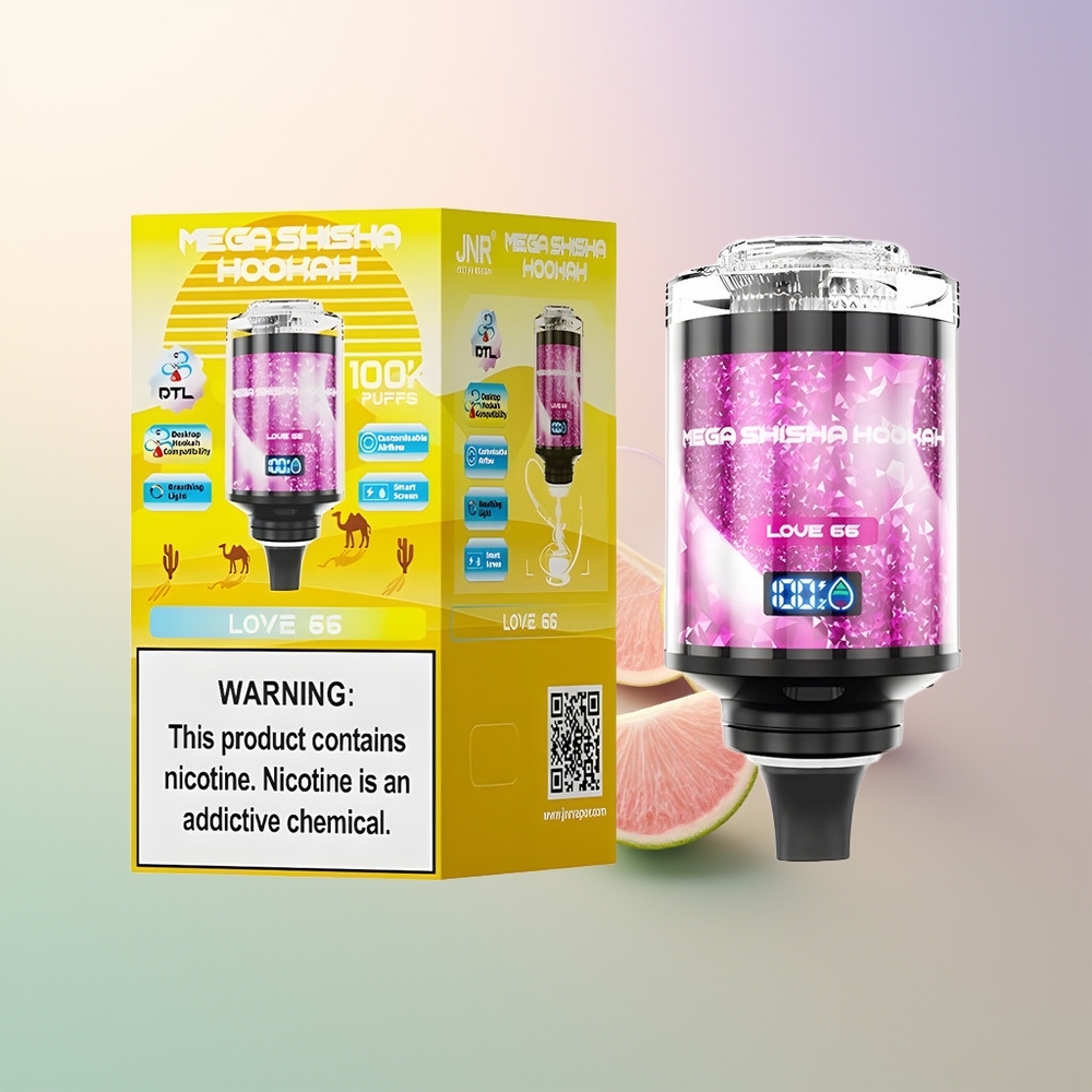 JNR Mega Shisha Hookah 100K 60mL Love 66 Desktop Smart Screen Adjustable Airflow Type-C
