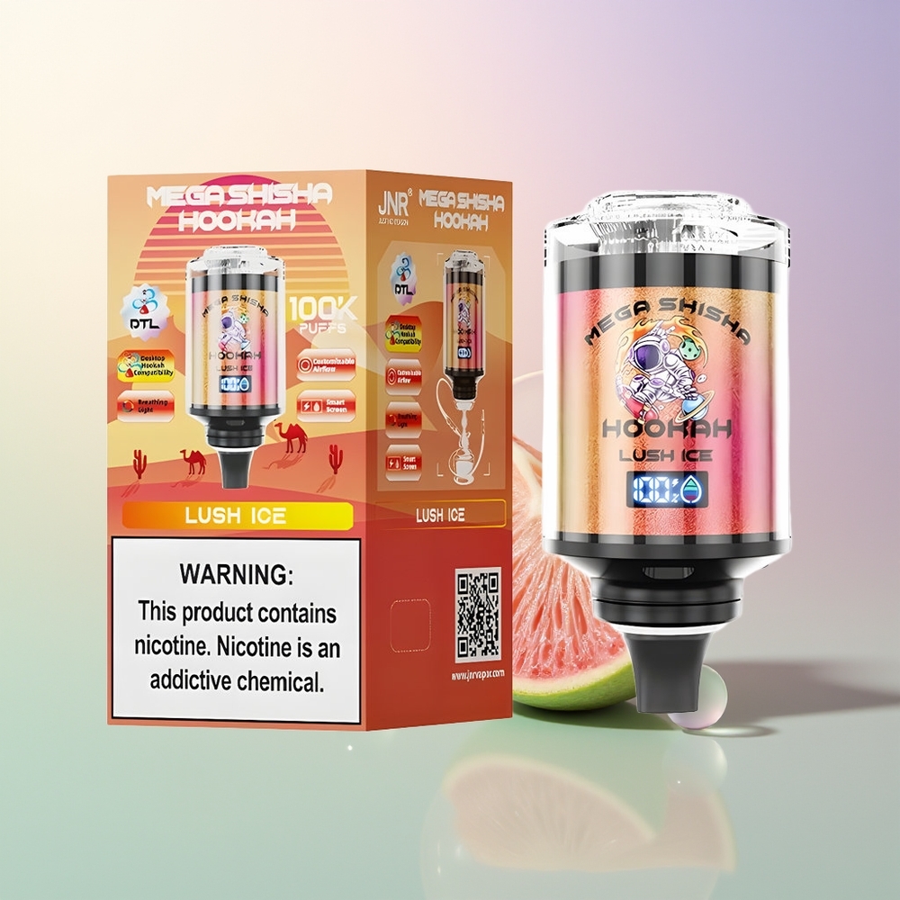 JNR Mega Shisha Hookah 100K Lush Ice Desktop Smart Screen Adjustable Airflow
