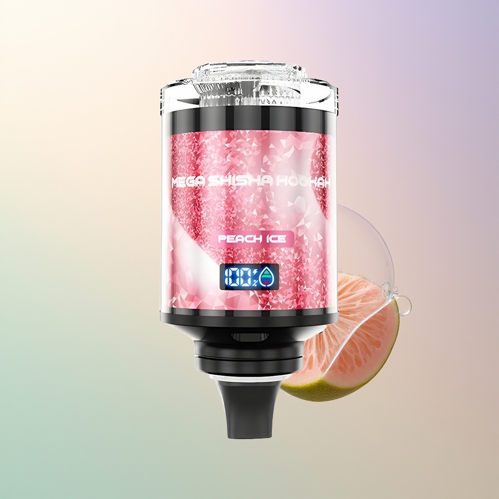 JNR Mega Shisha Hookah 100K Peach Ice Desktop Type-C Smart Screen Adjustable Airflow