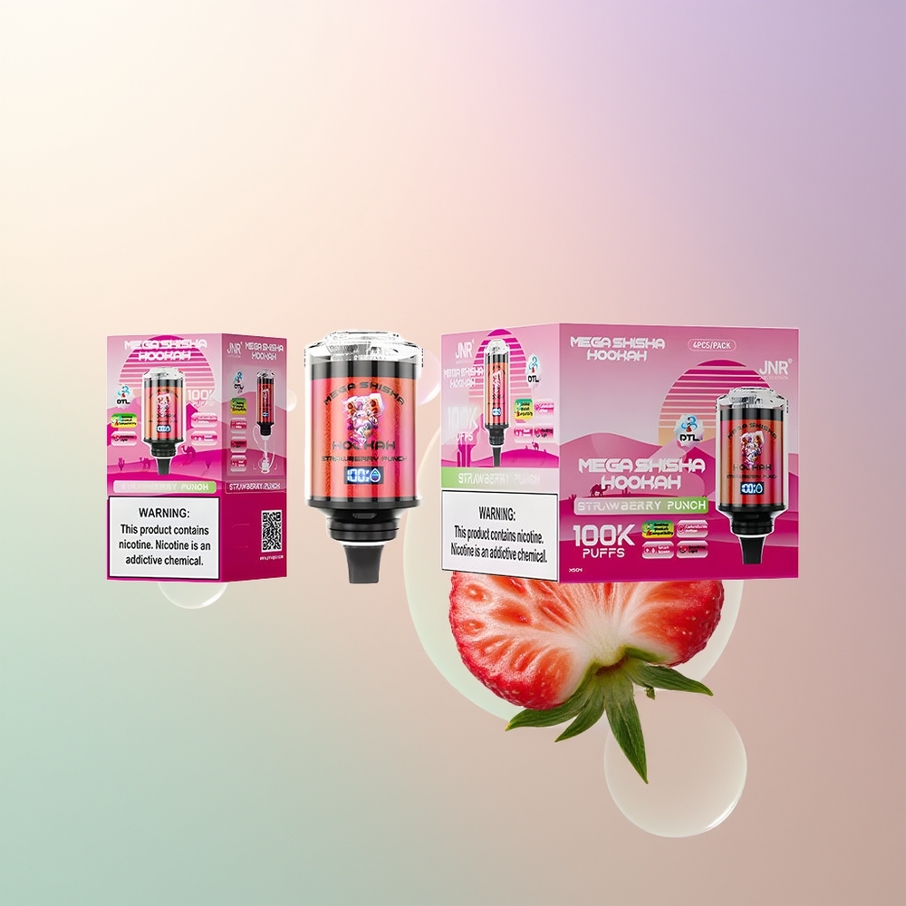 JNR Mega Shisha Hookah 100K Strawberry Punch Desktop Smart Screen Adjustable Airflow