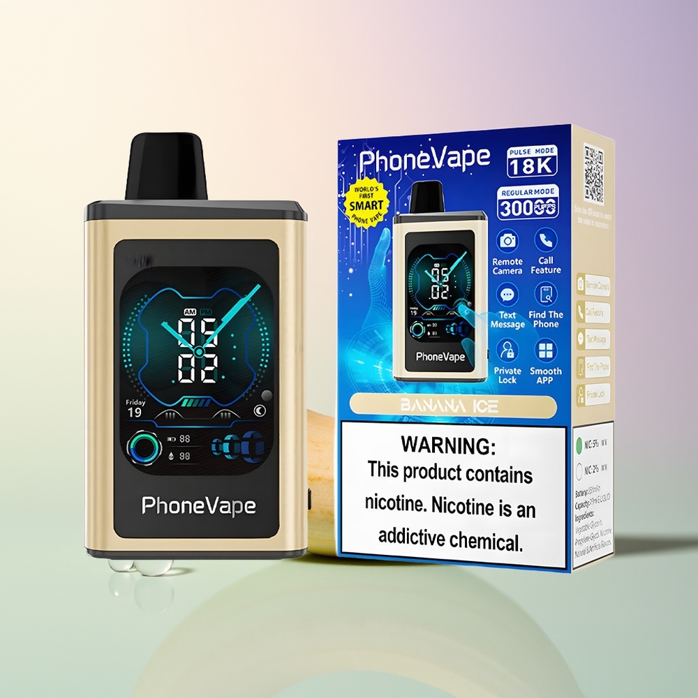JNR PhoneVape 30000 Puffs Banana Ice Rechargeable Turbo Adjustable Airflow App Controlled