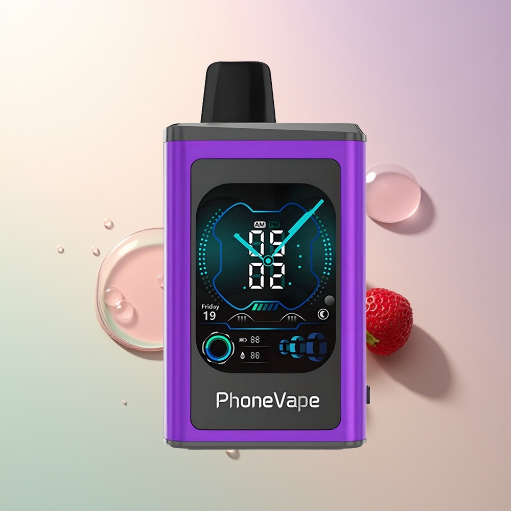 JNR PhoneVape 30000 Puffs Cherry Strawberry Raspberry Rechargeable Turbo Airflow App Control Display