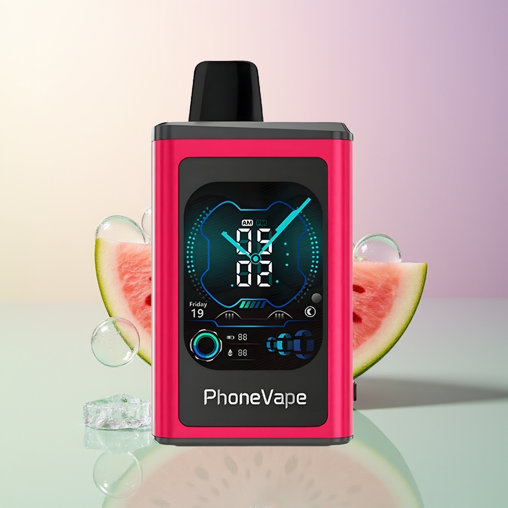 JNR PhoneVape 30000 Puffs Watermelon Ice Rechargeable Turbo Adjustable Airflow App Controlled Display