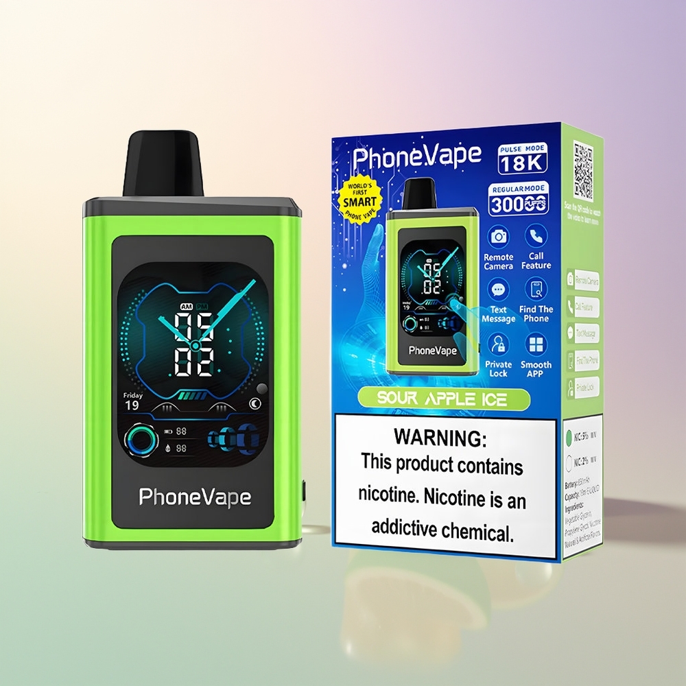 JNR PhoneVape 30000 Sour Apple Ice Turbo Rechargeable App Control Disposable Vape