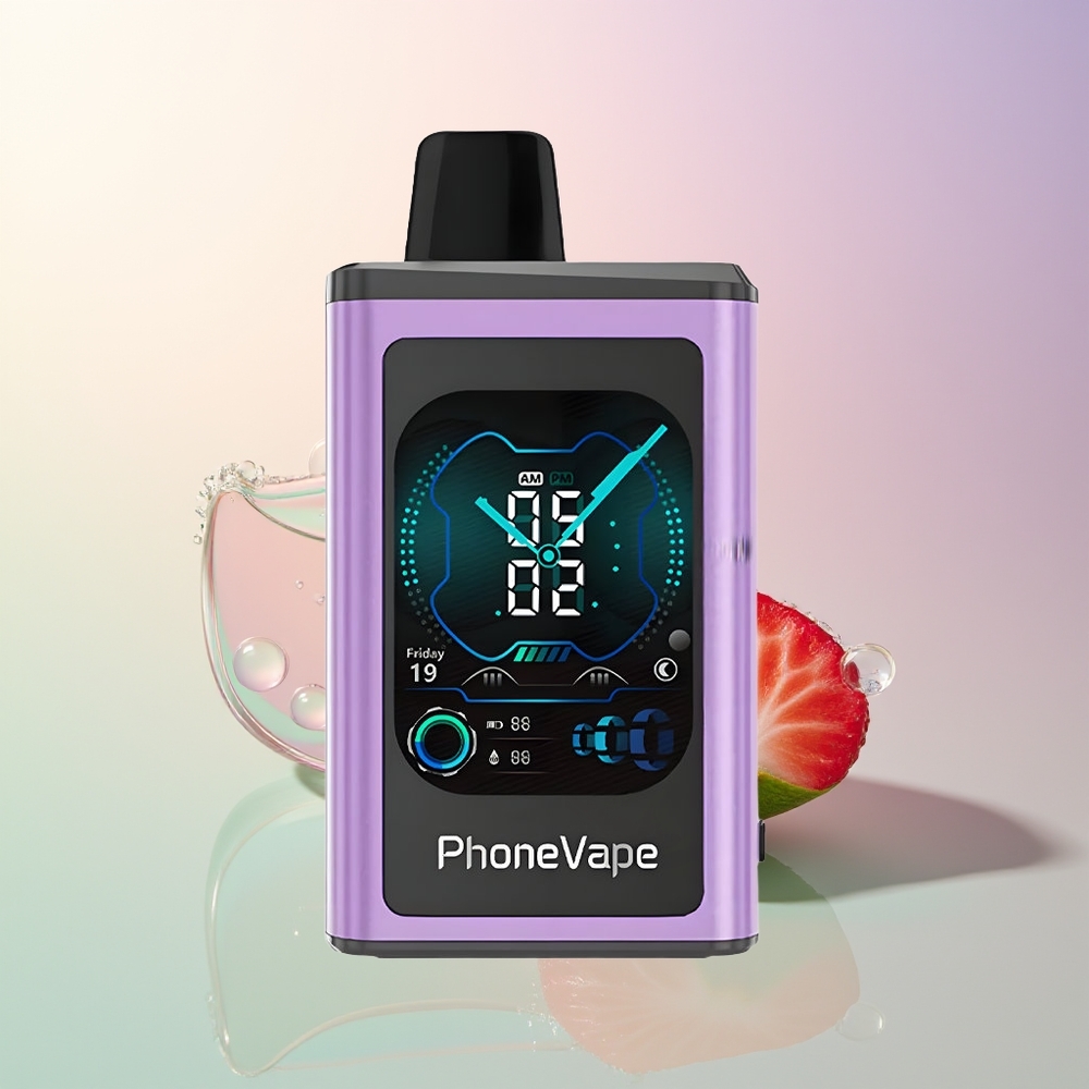 JNR PhoneVape 30000 Strawberry Ice Rechargeable Turbo Adjustable Airflow App-Controlled Display