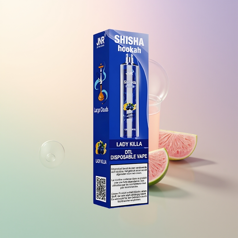 JNR Shisha Hookah 12000 Puffs Disposable Vape Lady Killa 750mAh 24ml 06 Ohm Mesh Coil Type-C Fast Charging