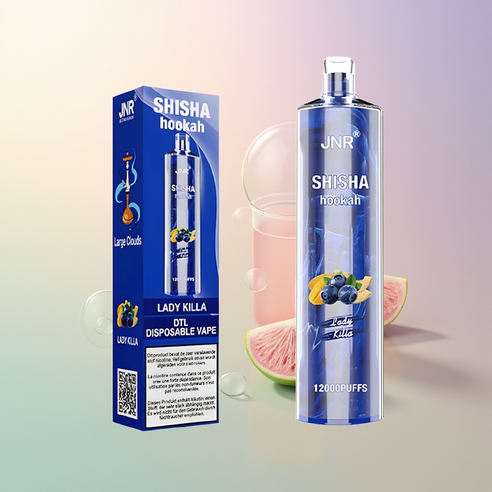 JNR Shisha Hookah 12000 Puffs Disposable Vape Lady Killa 750mAh 24ml 06 Ohm Mesh Coil Type-C Fast Charging
