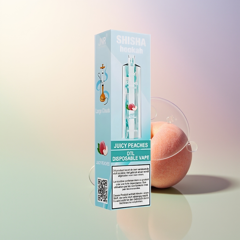 JNR Shisha Hookah 12000 Puffs Juicy Peaches 750mAh 24ml Type-C Mesh Coil Disposable Vape