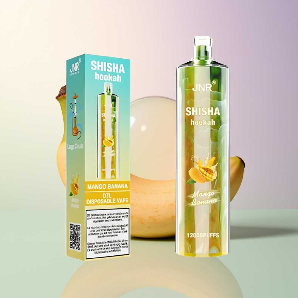 JNR Shisha Hookah 12000 Puffs Mango Banana Disposable Vape 750mAh 24ml 06 Ohm Mesh Type-C