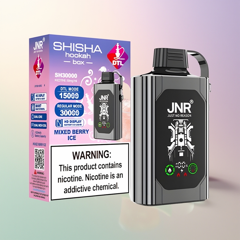 JNR Shisha Hookah Box 20500 Puffs Mixed Berry Ice HD Display 1000mAh 25ml Dual Mesh Coil Type-C 025