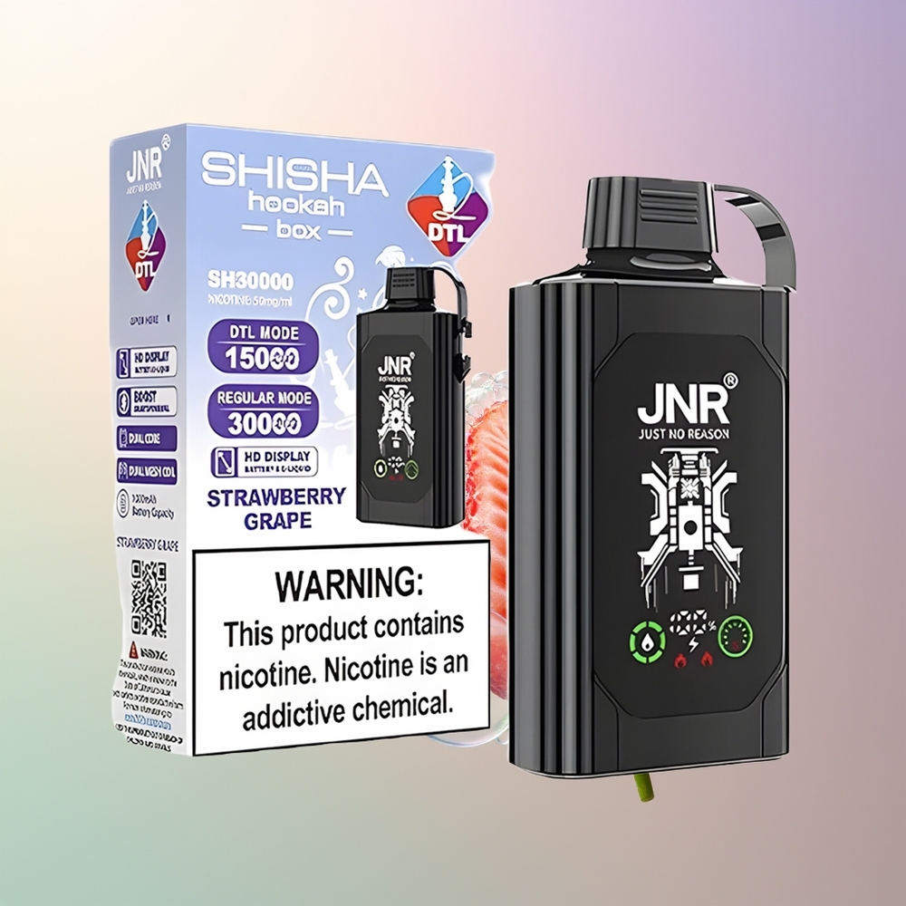 JNR Shisha Hookah Box 20500 Puffs Strawberry Grape HD Display 1000mAh 25ml Dual Mesh Coil Type-C 025