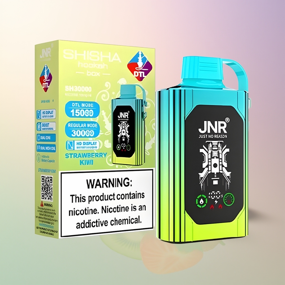 JNR Shisha Hookah Box 20500 Puffs Strawberry Kiwi HD Display 1000mAh 25ml Dual Mesh Coil Type-C 025