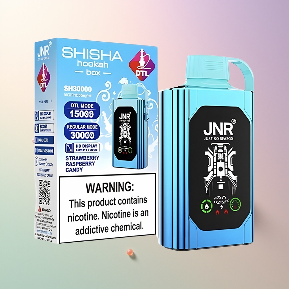 JNR Shisha Hookah Box 20500 Puffs Strawberry Raspberry Candy HD Display 1000mAh 25ml Dual Mesh Coil Type-C Quick Charge 0/2/5