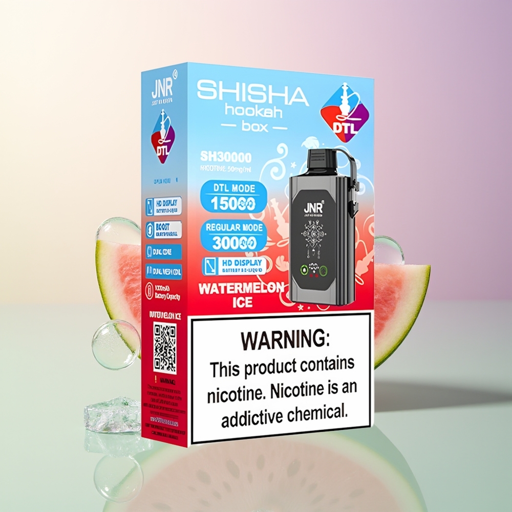 JNR Shisha Hookah Box 20500 Puffs Watermelon Ice HD Display 1000mAh 25ml Dual Mesh Coil Type-C Quick Charge 025