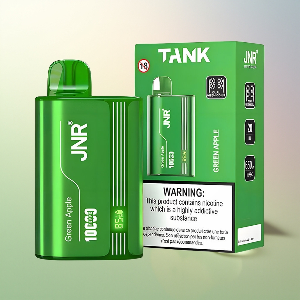 JNR Tank 10000 Puffs Disposable Vape Green Apple Peach Pear Dual Mesh 20ml Type-C Digital Display