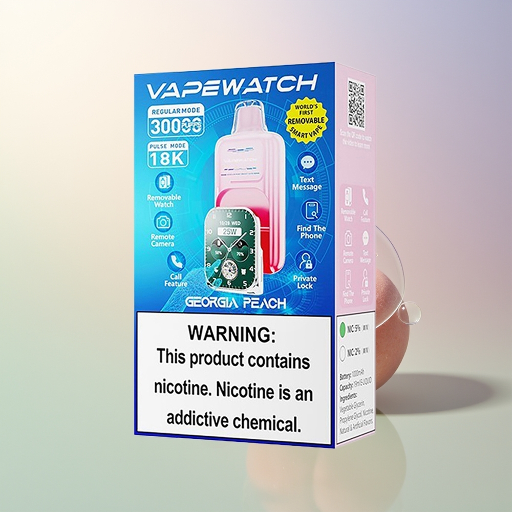 JNR VapeWatch 30000 Puffs Georgia Peach Dual Mesh 19mL 1000mAh Type-C