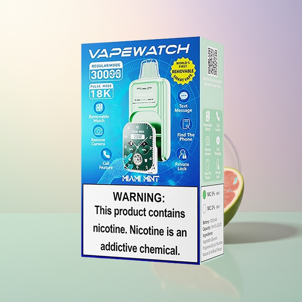 JNR VapeWatch 30000 Puffs Miami Mint Dual Mesh 19mL 5 Type-C 1000mAh