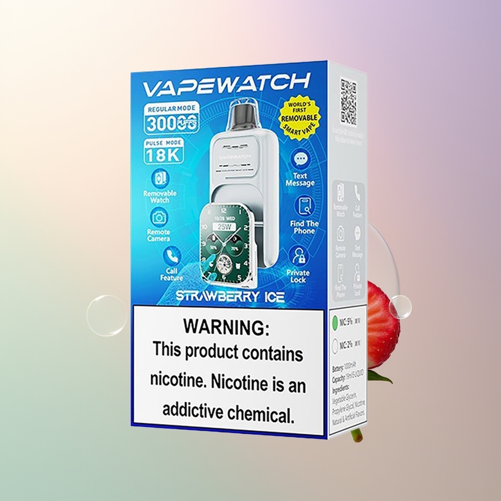 JNR VapeWatch 30000 Puffs Strawberry Ice 1000mAh Type-C Dual Mesh