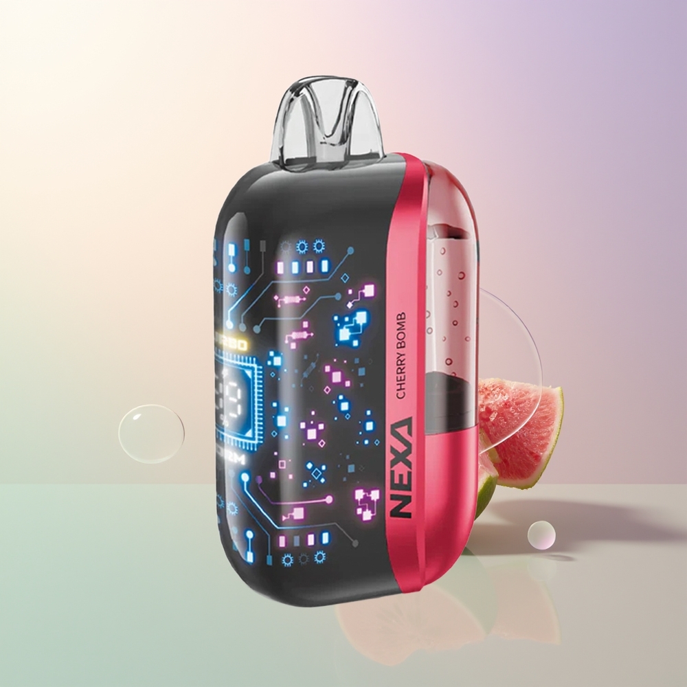 NEXA Ultra 50000 Puffs Cherry Bomb 20ml 800mAh 5 09ohm Dual Mesh 3D Curved Screen Type-C