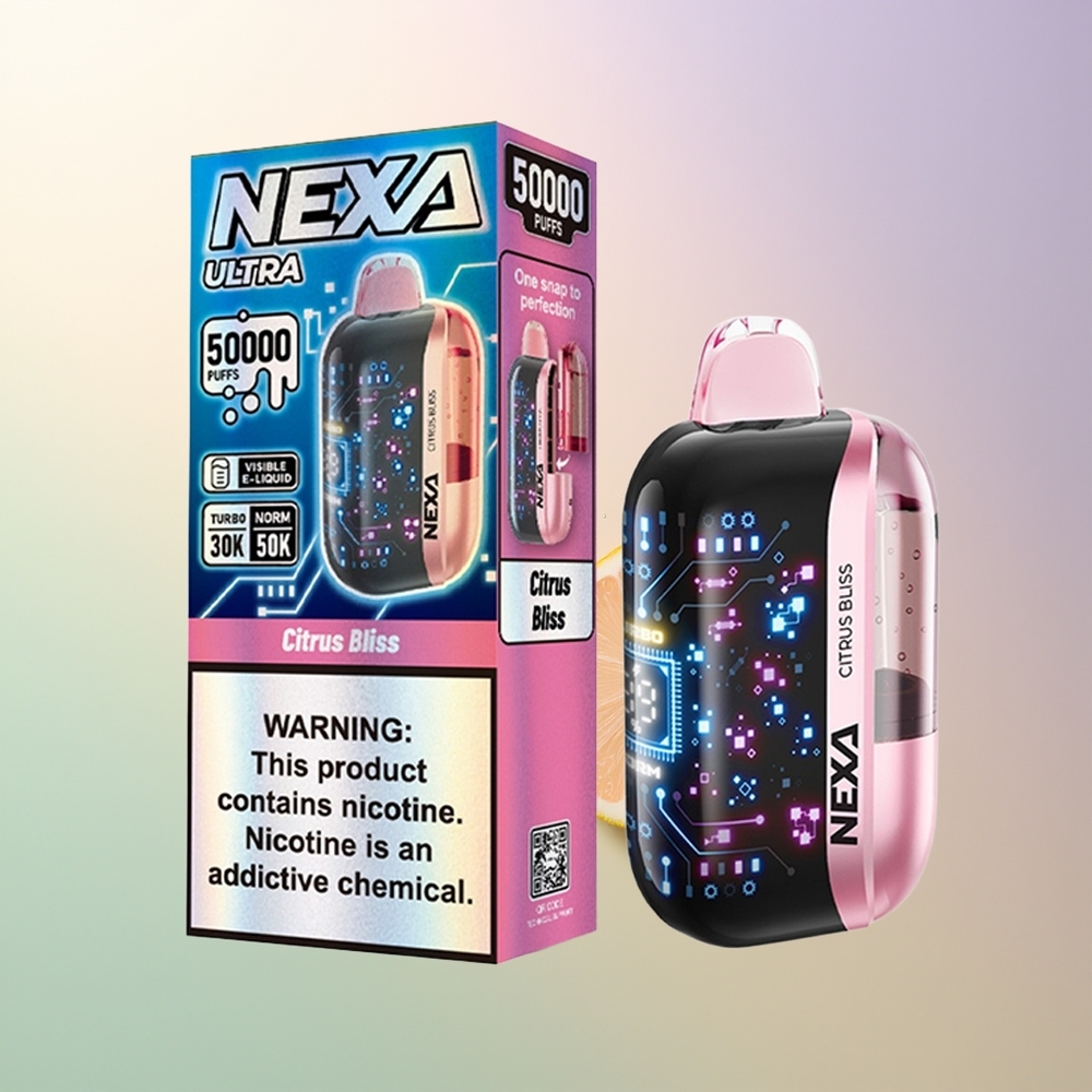 NEXA Ultra 50000 Puffs Citrus Bliss 20ml 800mAh 5 09ohm Dual Mesh 3D Curved Screen Type-C