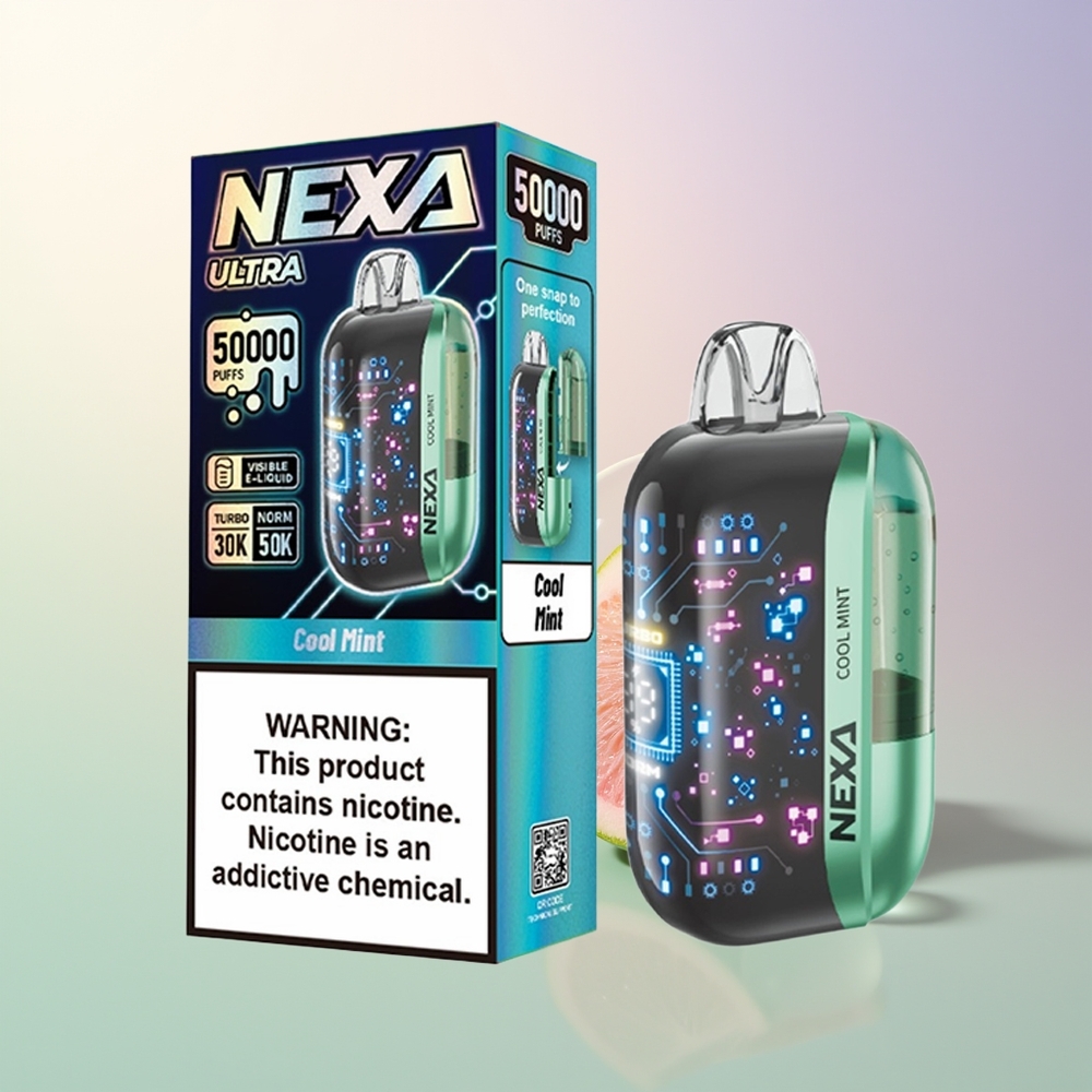 NEXA Ultra 50000 Puffs Cool Mint 20ml 800mah 5 09ohm Dual Mesh 3D Curved Screen Type-C