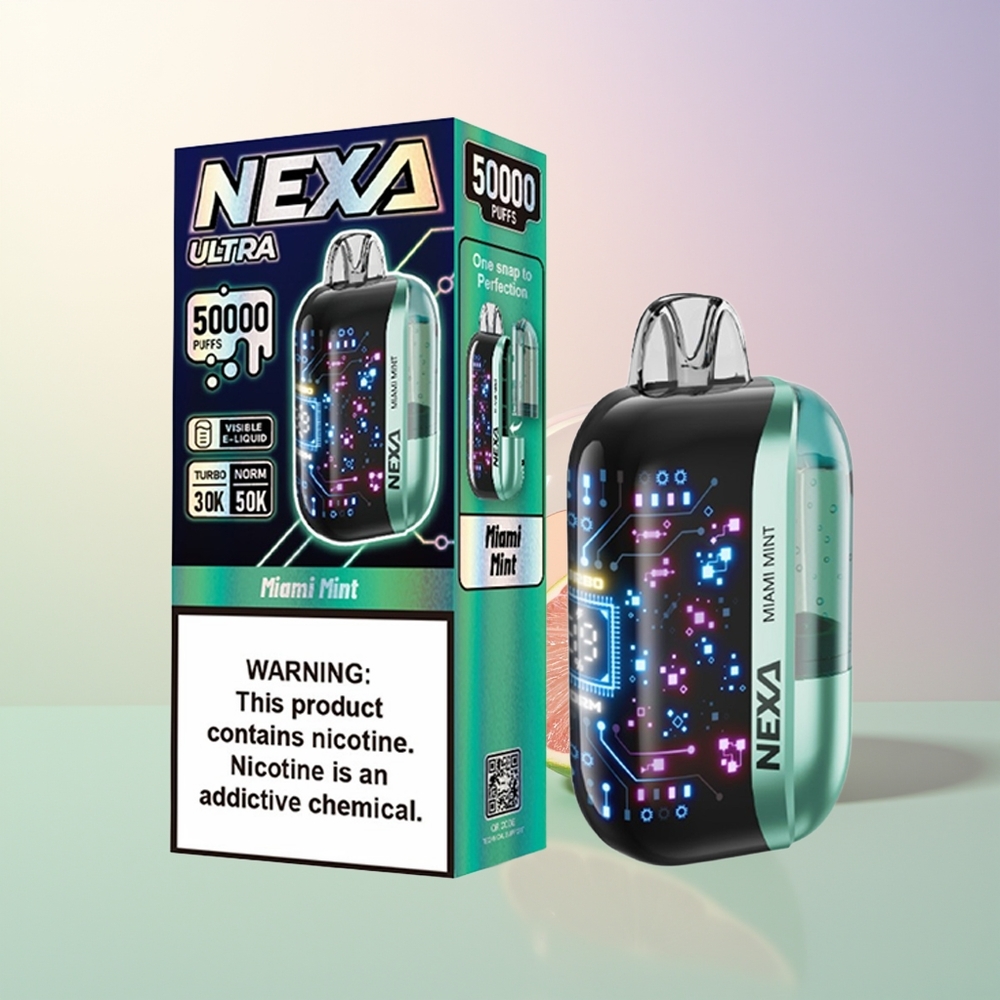 NEXA Ultra 50000 Puffs Miami Mint 20ml 800mah 5 09ohm Dual Mesh 3d Curved Screen Type-c