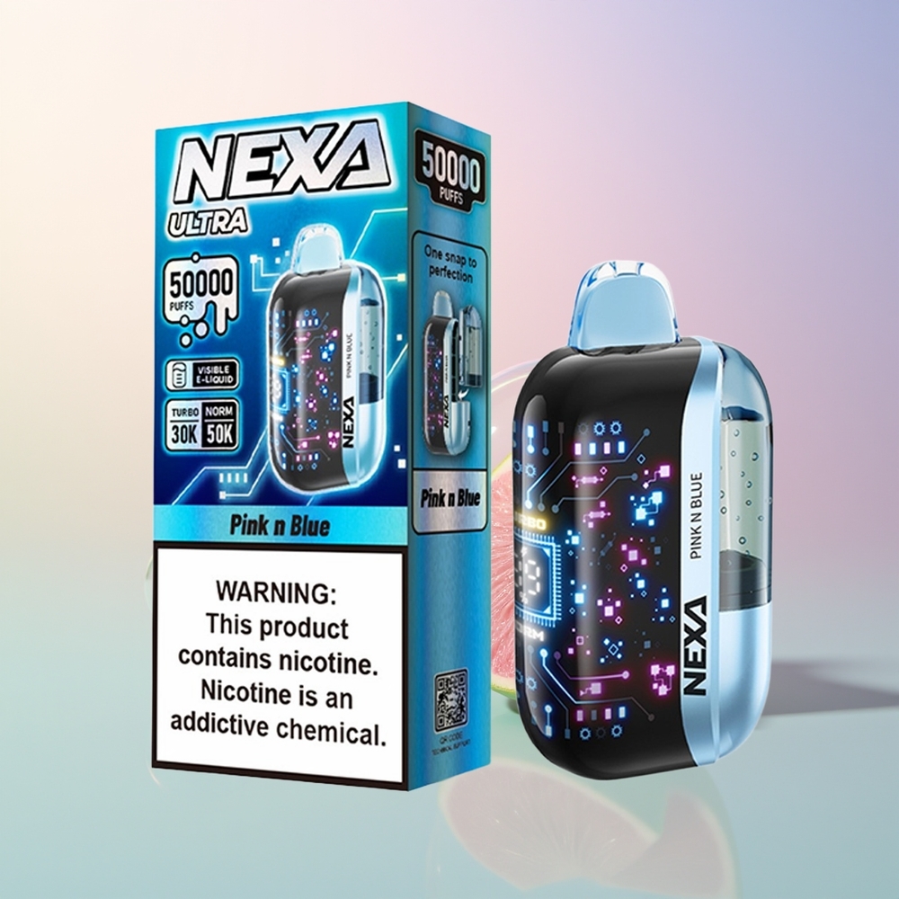 NEXA Ultra 50000 Puffs Pink  Blue 20ml 800mAh 5 Dual Mesh 09ohm Type-C 3D Curved Screen